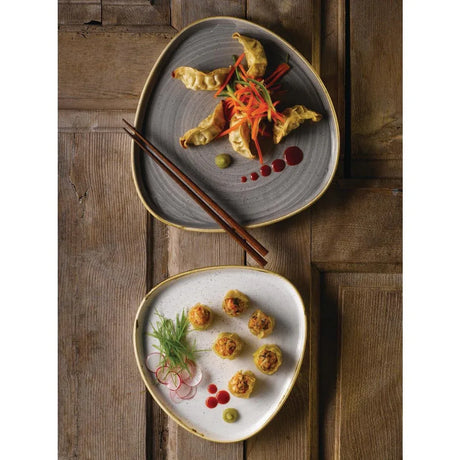 FR030 Churchill Stonecast Barley White Triangle Walled Chefs Plate 260mm (Pack of 6) - JD Catering Equipment Solutions Ltd