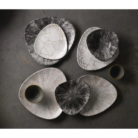 FR059 Churchill Studio Prints Kintsugi Agate Grey Lotus Plate 254mm (Pack of 12) - JD Catering Equipment Solutions Ltd