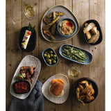 FR064 Churchill Studio Prints Kintsugi Agate Grey Chefs Oblong Plate 352 x 187mm (Pack of 6) JD Catering Equipment Solutions Ltd