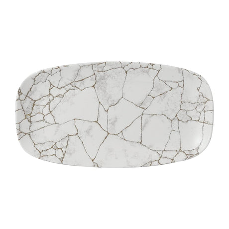 FR064 Churchill Studio Prints Kintsugi Agate Grey Chefs Oblong Plate 352 x 187mm (Pack of 6) JD Catering Equipment Solutions Ltd