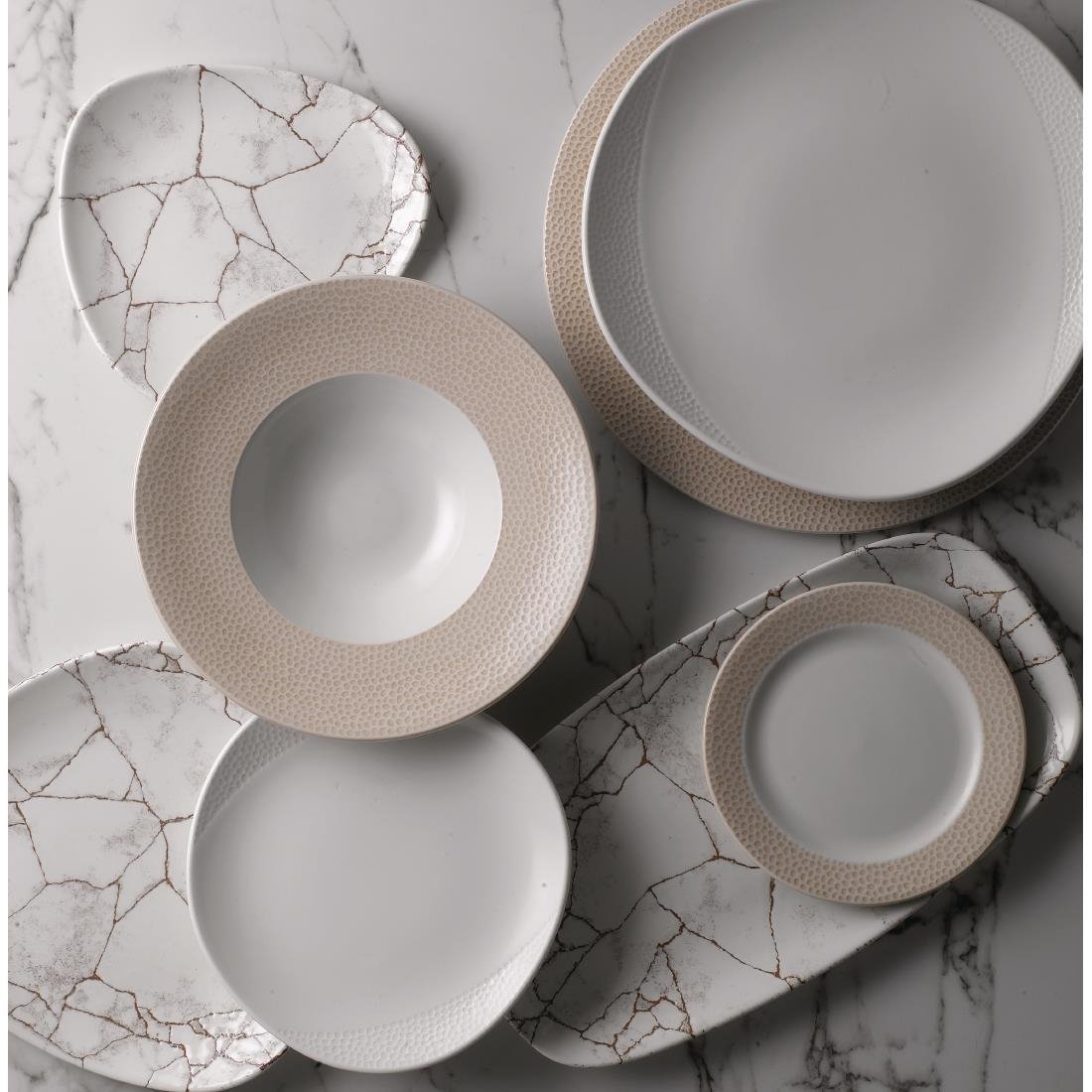 FR065 Churchill Studio Prints Kintsugi Agate Grey Chefs Oblong Plate 298 x 152mm (Pack of 12) JD Catering Equipment Solutions Ltd