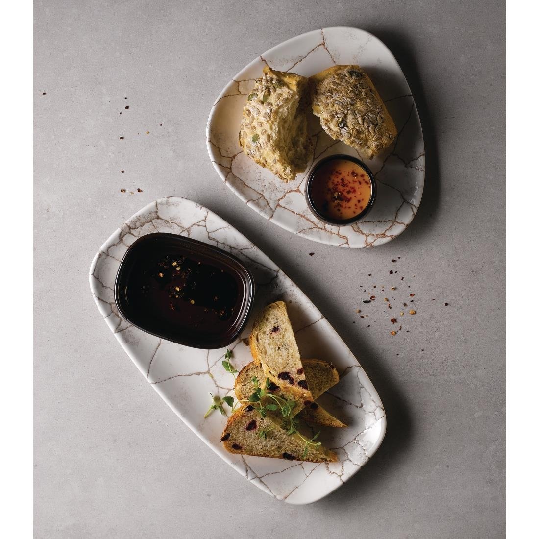 FR065 Churchill Studio Prints Kintsugi Agate Grey Chefs Oblong Plate 298 x 152mm (Pack of 12) JD Catering Equipment Solutions Ltd