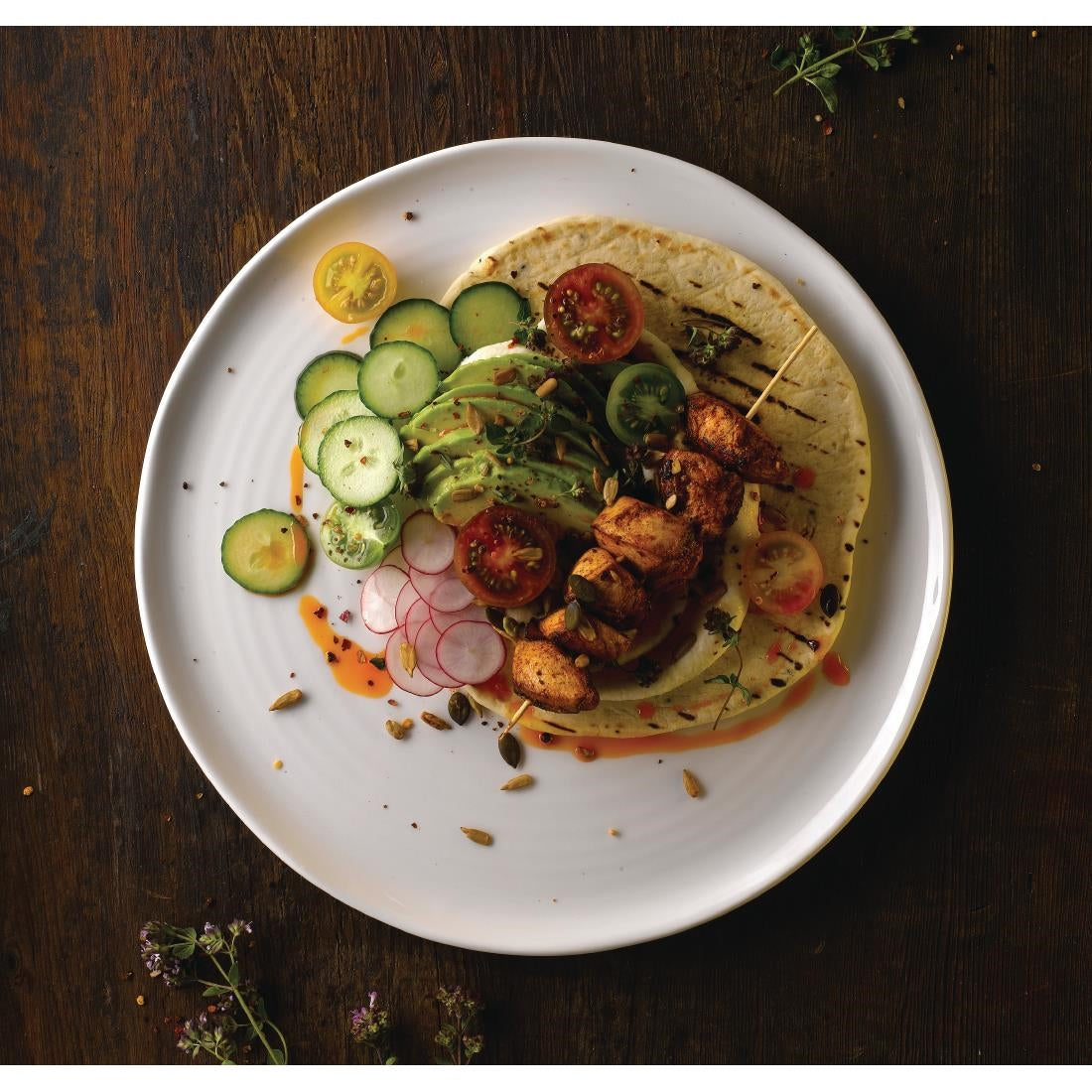 FR077 Dudson White Organic Coupe Flat Plate 317mm (Pack of 6) JD Catering Equipment Solutions Ltd