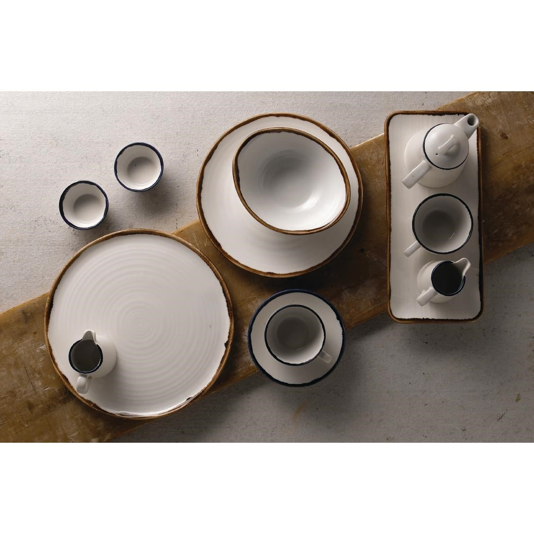FR079 Dudson Harvest Natural Organic Coupe Rect Platter 349 x 158mm (Pack of 6) JD Catering Equipment Solutions Ltd