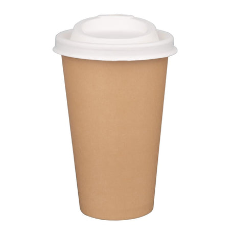 FS061 Fiesta Compostable Bagasse Coffee Cup Lids 340ml / 12oz (Pack of 1000) JD Catering Equipment Solutions Ltd