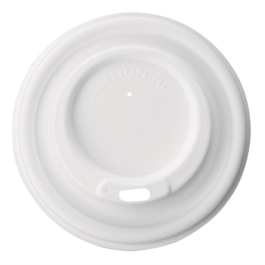 FS061 Fiesta Compostable Bagasse Coffee Cup Lids 340ml / 12oz (Pack of 1000) JD Catering Equipment Solutions Ltd