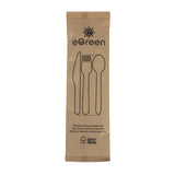 FS168 eGreen Individually Kraft Wrapped 4-in-1 Wooden Cutlery Set (Pack of 250) JD Catering Equipment Solutions Ltd