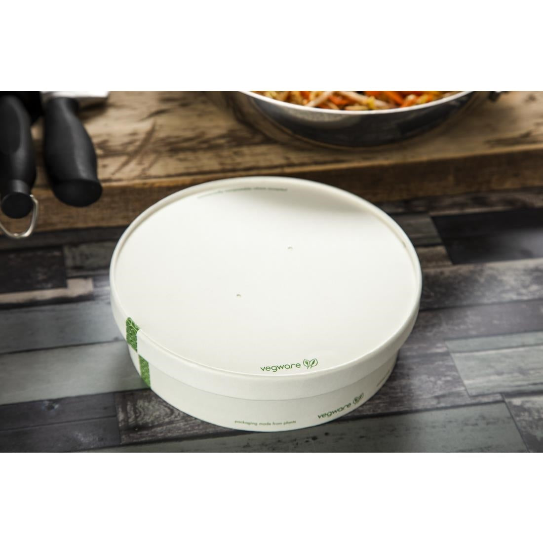 FS179 Vegware 185-Series Compostable Bon Appetit Wide PLA-lined Paper Food Bowl Lid (Pack of 300) JD Catering Equipment Solutions Ltd