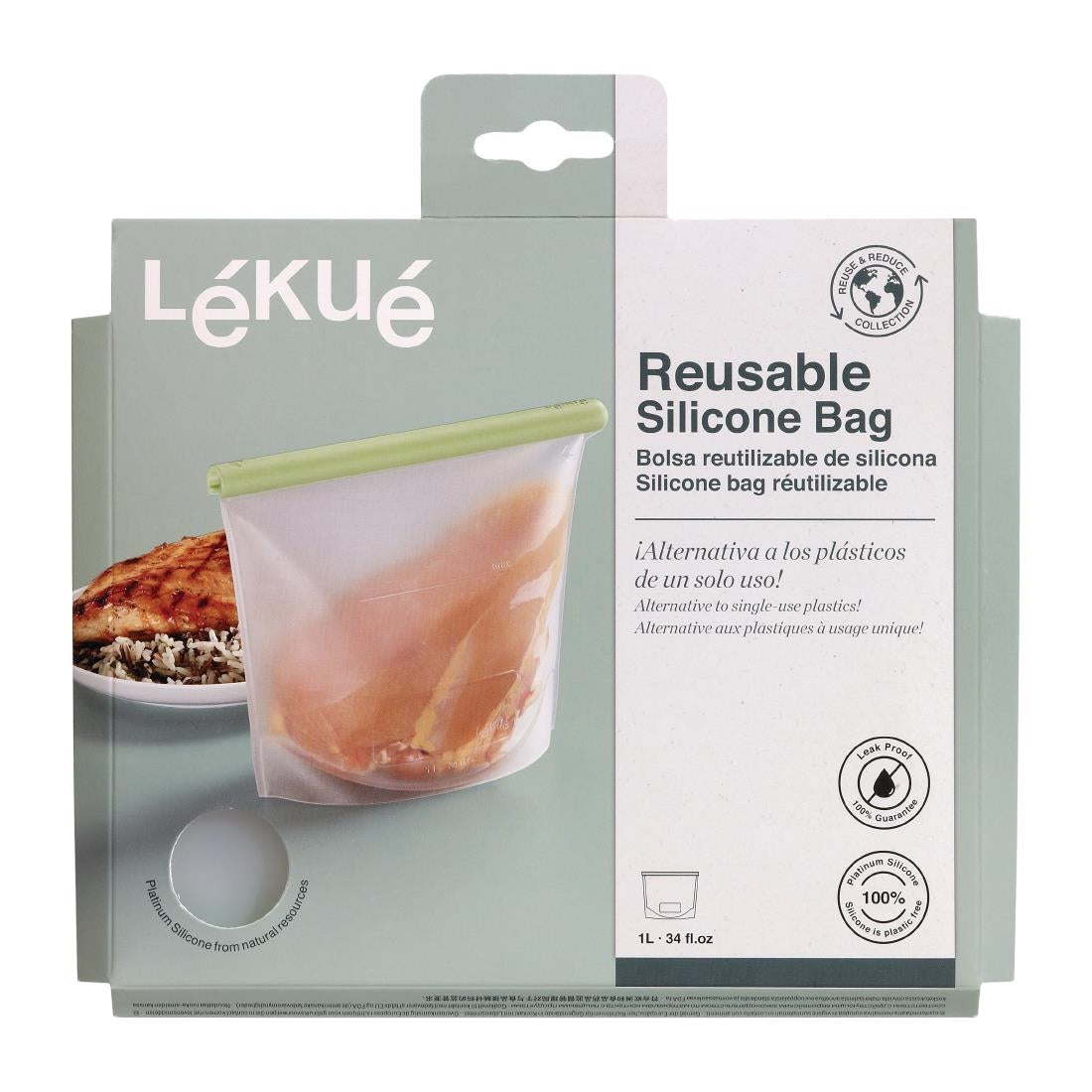 FS289 Lekue Reusable Silicone Food Storage Bag 1 Ltr JD Catering Equipment Solutions Ltd