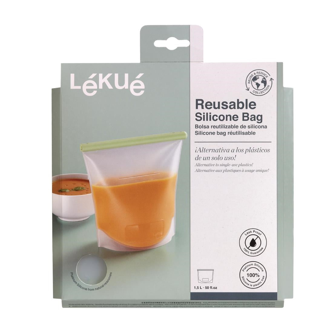 FS290 Lekue Reusable Silicone Food Storage Bag 1.5Ltr JD Catering Equipment Solutions Ltd