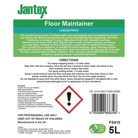 FS410 Jantex Green Floor Maintainer Concentrate 5Ltr - JD Catering Equipment Solutions Ltd