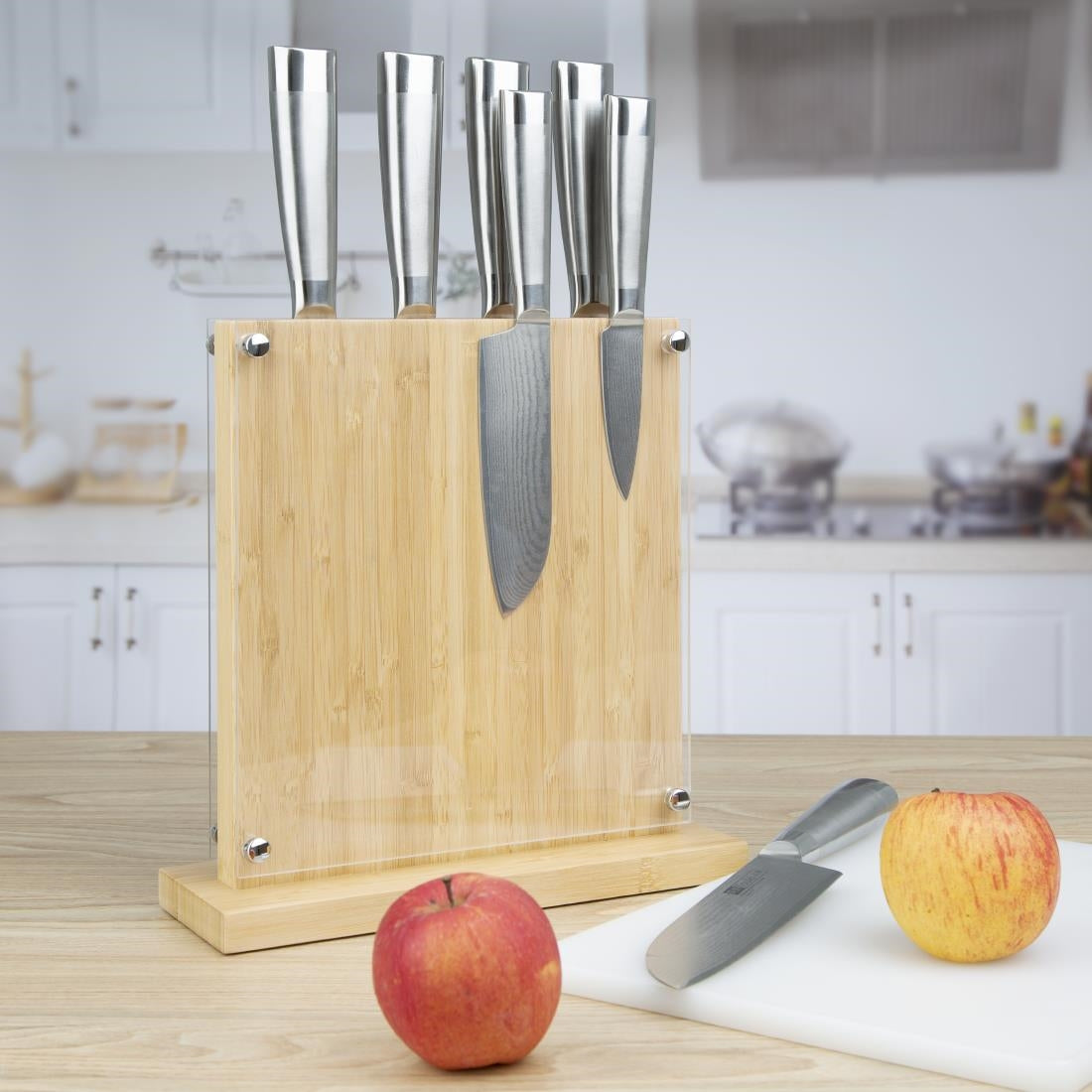 FS663 Vogue Wood Acrylic Magnetic Knife Block JD Catering Equipment Solutions Ltd