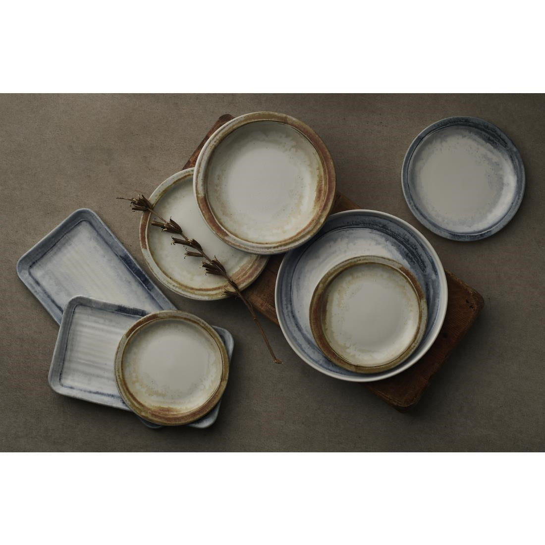 FS763 Dudson Makers Finca Limestone Organic Coupe Rect Plat 338x155mm (Pack of 6) JD Catering Equipment Solutions Ltd