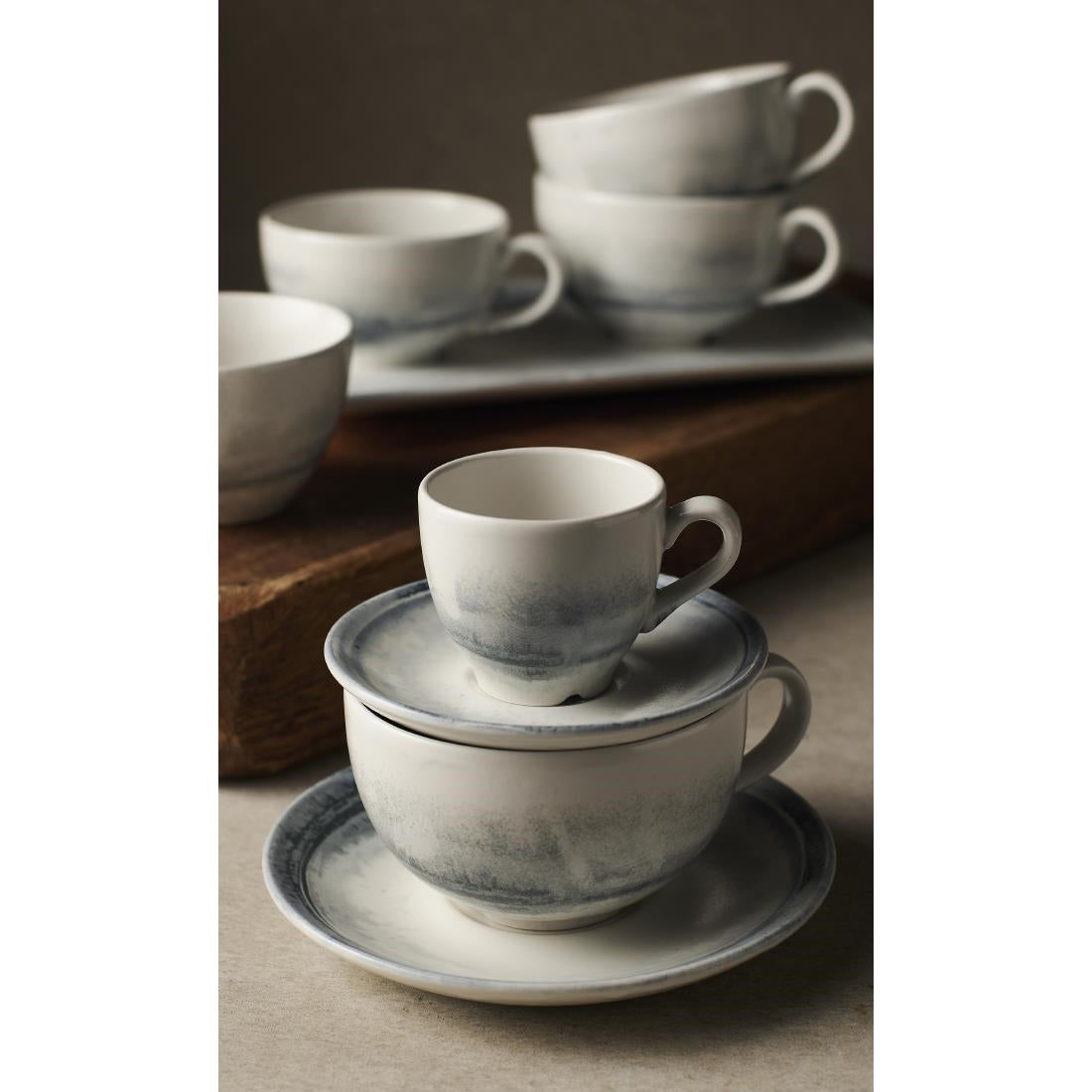 FS773 Dudson Makers Finca Limestone Cappuccino Saucer 159mm (Pack of 12) JD Catering Equipment Solutions Ltd