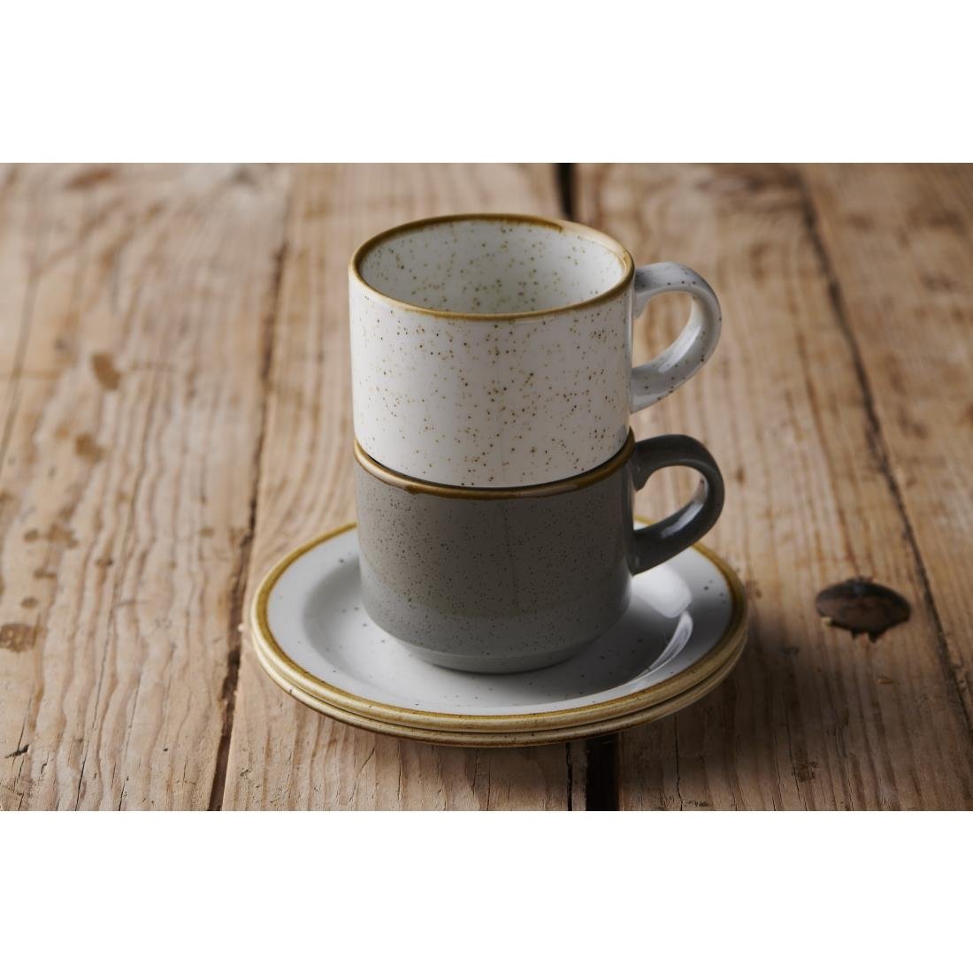 FS904 Churchill Stonecast Profile Stacking Cup Barley White 227ml (Pack of 12) JD Catering Equipment Solutions Ltd