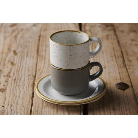 FS904 Churchill Stonecast Profile Stacking Cup Barley White 227ml (Pack of 12) - JD Catering Equipment Solutions Ltd