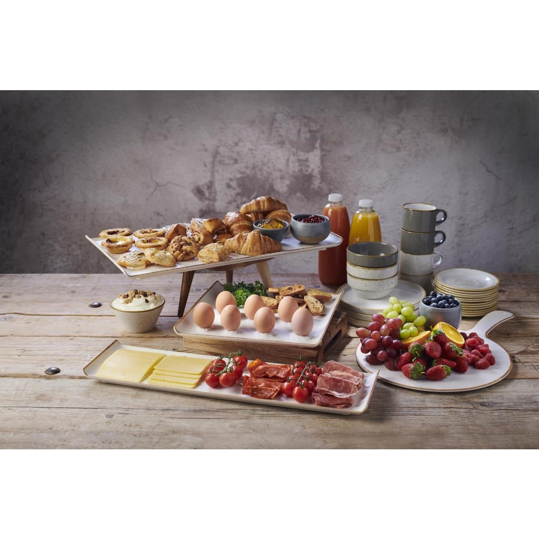 FS912 Churchill Melamine Stonecast Rectangular Buffet Tray 530x325mm (Pack of 2) JD Catering Equipment Solutions Ltd