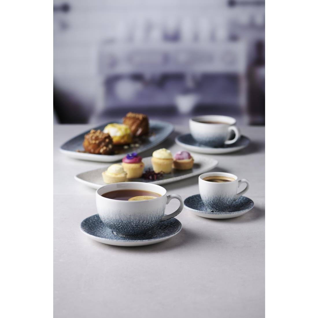 FS936 Churchill Raku Duo Espresso Saucer Topaz Blue 114mm (Pack of 12) JD Catering Equipment Solutions Ltd