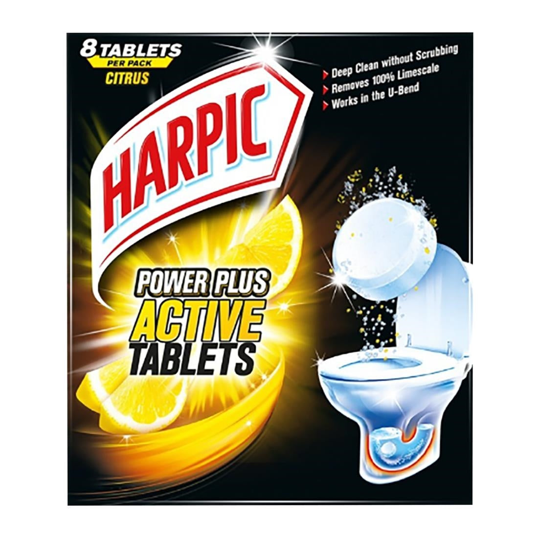 FT021 Harpic Power Plus Citrus Toilet Cleaning Tablets Citrus (8 Pack) JD Catering Equipment Solutions Ltd