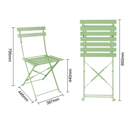 FT270 Bolero Pavement Style Steel Folding Chairs Light Green (Pack of 2) JD Catering Equipment Solutions Ltd