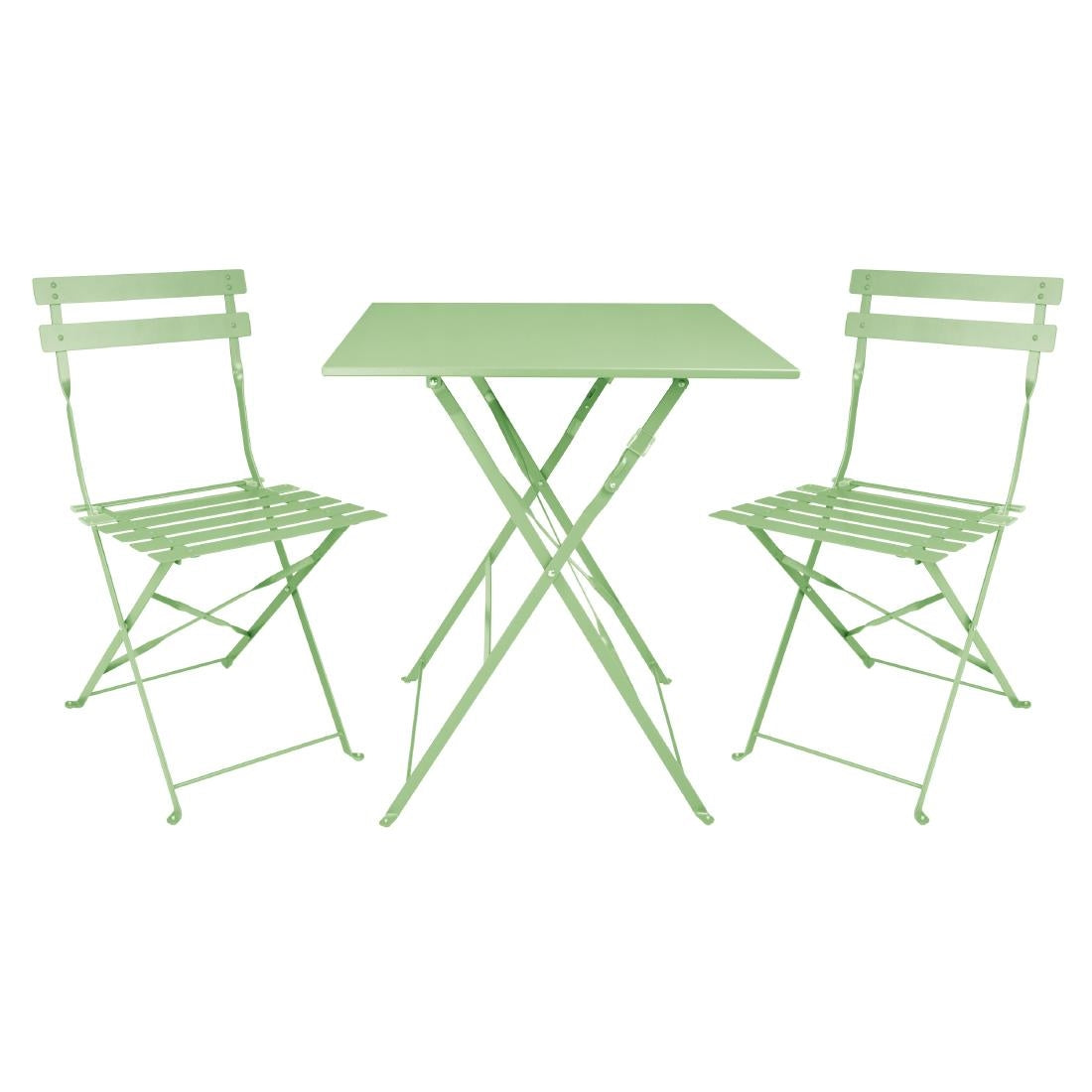 FT270 Bolero Pavement Style Steel Folding Chairs Light Green (Pack of 2) JD Catering Equipment Solutions Ltd