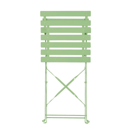 FT270 Bolero Pavement Style Steel Folding Chairs Light Green (Pack of 2) JD Catering Equipment Solutions Ltd