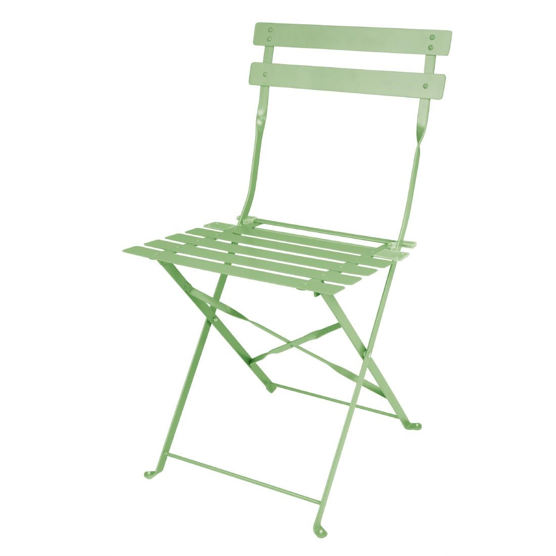 FT270 Bolero Pavement Style Steel Folding Chairs Light Green (Pack of 2) JD Catering Equipment Solutions Ltd