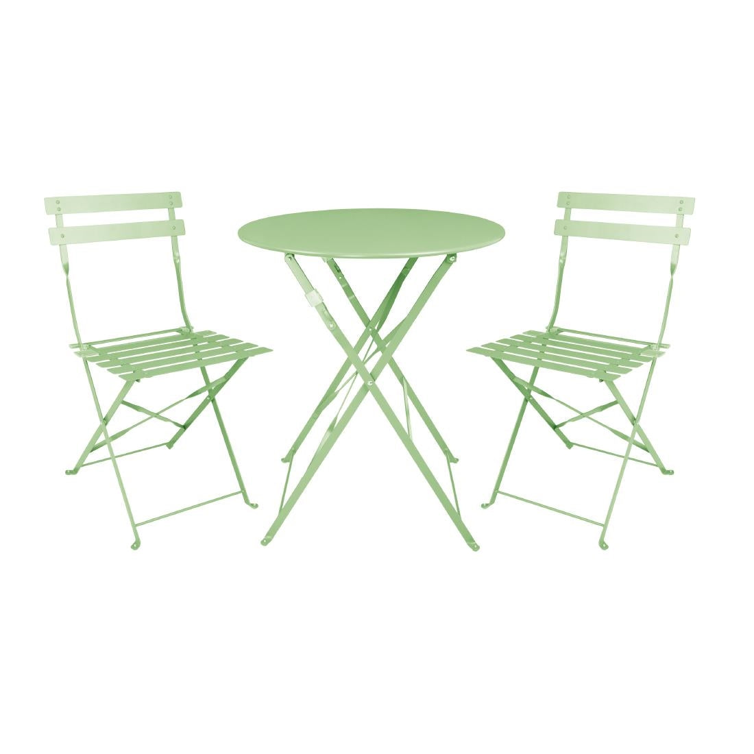 FT270 Bolero Pavement Style Steel Folding Chairs Light Green (Pack of 2) JD Catering Equipment Solutions Ltd