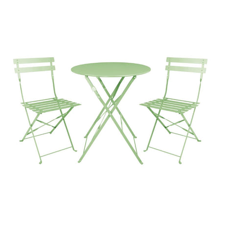 FT270 Bolero Pavement Style Steel Folding Chairs Light Green (Pack of 2) JD Catering Equipment Solutions Ltd