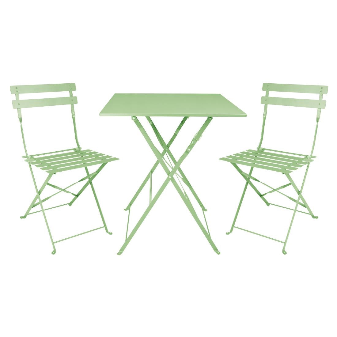 FT271 Bolero Square Pavement Style Steel Folding Table Light Green 600mm JD Catering Equipment Solutions Ltd