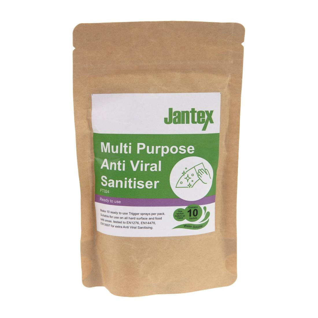 FT324 Jantex Green Anti-Viral Cleaner Sachets (Pack of 10) JD Catering Equipment Solutions Ltd