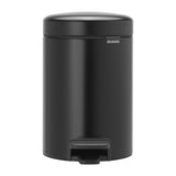 FT373 Brabantia Newlcon Pedal Bin Matt Black 3Ltr JD Catering Equipment Solutions Ltd