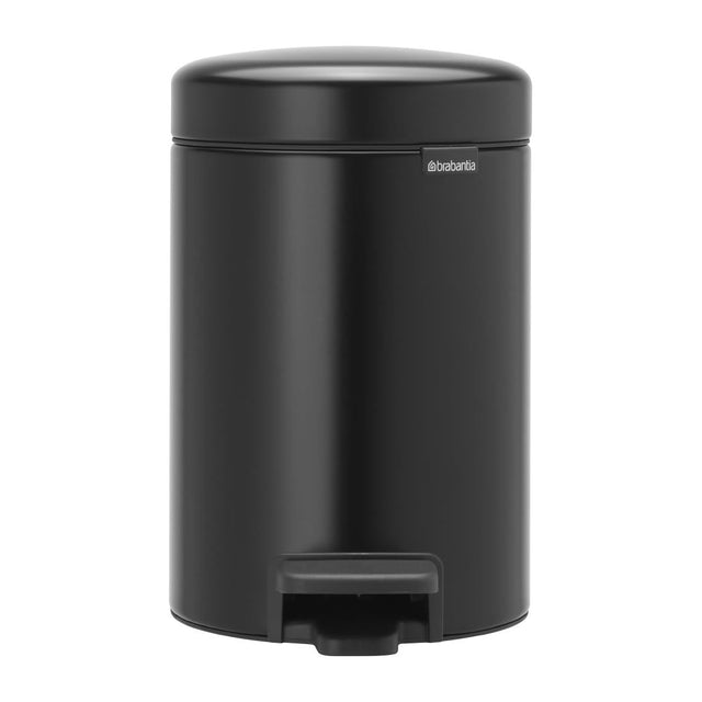 FT373 Brabantia Newlcon Pedal Bin Matt Black 3Ltr JD Catering Equipment Solutions Ltd