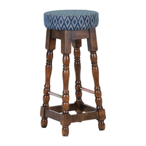 FT402 Classic Rubber Wood High Bar Stool with Blue Diamond Seat (Pack of 2) - JD Catering Equipment Solutions Ltd