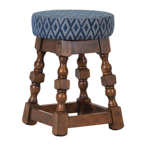 FT406 Classic Rubber Wood Low Bar Stool with Blue Diamond Seat (Pack of 2) JD Catering Equipment Solutions Ltd