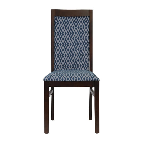 FT414 Brooklyn Padded Back Dark Walnut Dining Chair with Blue Diamond Padded Seat and Back (Pack of 2) JD Catering Equipment Solutions Ltd