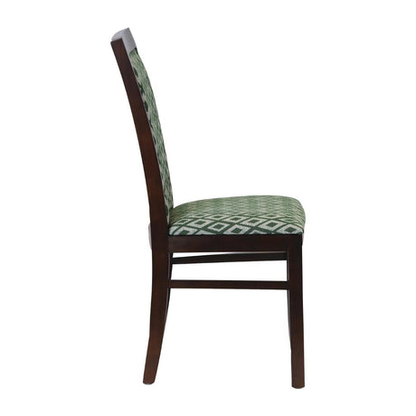 FT415 Brooklyn Padded Back Dark Walnut Dining Chair with Green Diamond Padded Seat and Back (Pack of 2) JD Catering Equipment Solutions Ltd