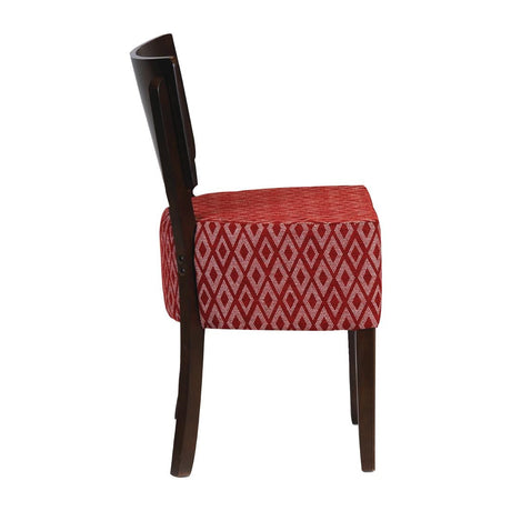 FT420 Asti Padded Dark Walnut Dining Chair with Red Diamond Deep Padded Seat and Back (Pack of 2) JD Catering Equipment Solutions Ltd