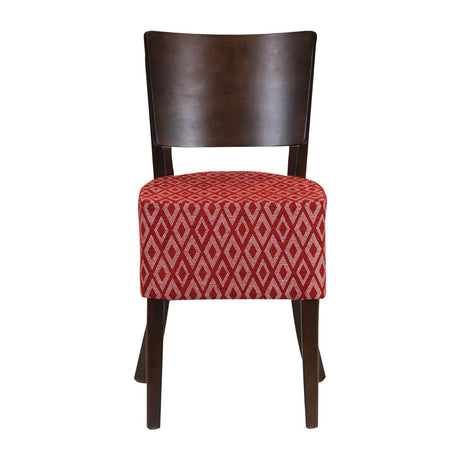 FT420 Asti Padded Dark Walnut Dining Chair with Red Diamond Deep Padded Seat and Back (Pack of 2) JD Catering Equipment Solutions Ltd