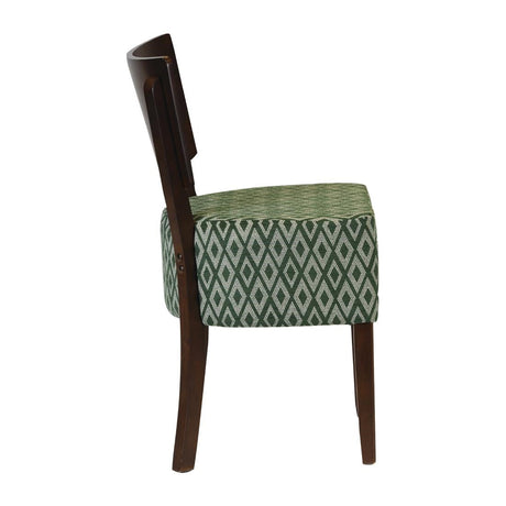 FT423 Asti Padded Dark Walnut Dining Chair with Green Diamond Deep Padded Seat and Back (Pack of 2) JD Catering Equipment Solutions Ltd