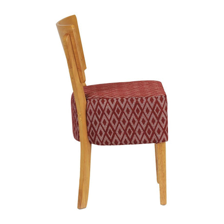 FT424 Asti Padded Soft Oak Dining Chair with Red Diamond Deep Padded Seat and Back (Pack of 2) JD Catering Equipment Solutions Ltd