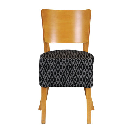 FT425 Asti Padded Soft Oak Dining Chair with Black Diamond Deep Padded Seat and Back (Pack of 2) JD Catering Equipment Solutions Ltd