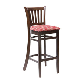 FT430 Manhattan Dark Walnut Bar Chair with Red Diamond Padded Seat - JD Catering Equipment Solutions Ltd