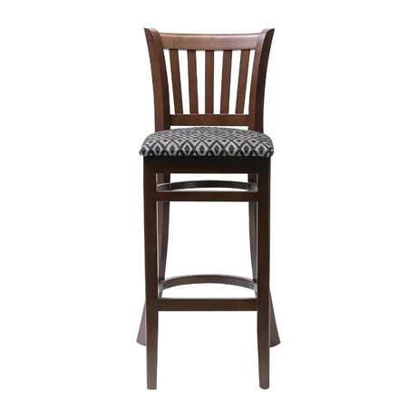 FT431 Manhattan Dark Walnut Bar Chair with Black Diamond Padded Seat - JD Catering Equipment Solutions Ltd