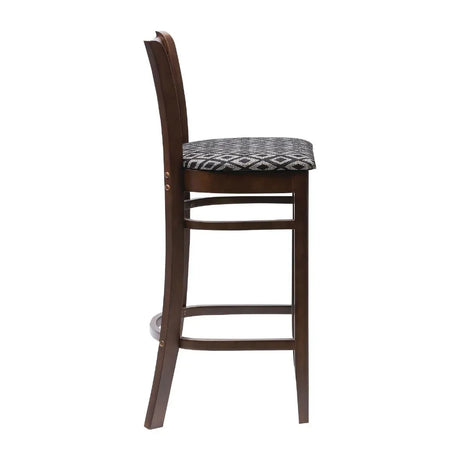 FT431 Manhattan Dark Walnut Bar Chair with Black Diamond Padded Seat - JD Catering Equipment Solutions Ltd