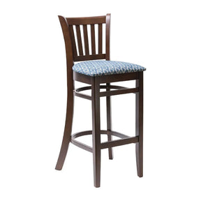 FT432 Manhattan Dark Walnut Bar Chair with Blue Diamond Padded Seat - JD Catering Equipment Solutions Ltd