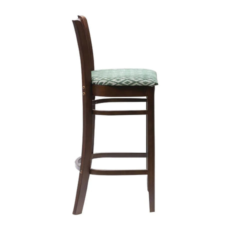 FT433 Manhattan Dark Walnut Bar Chair with Green Diamond Padded Seat - JD Catering Equipment Solutions Ltd