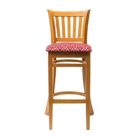 FT434 Manhattan Dark Walnut Bar Chair with Red Diamond Padded Seat - JD Catering Equipment Solutions Ltd