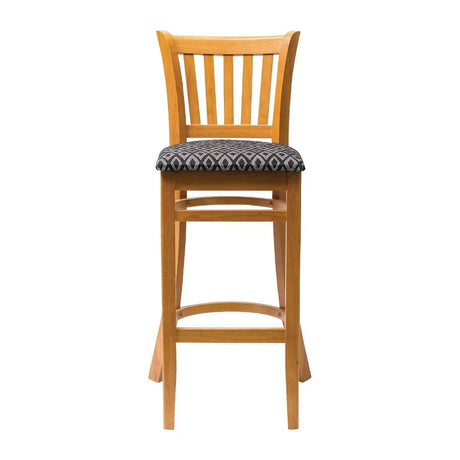 FT435 Manhattan Soft Oak Bar Chair with Black Diamond Padded Seat - JD Catering Equipment Solutions Ltd