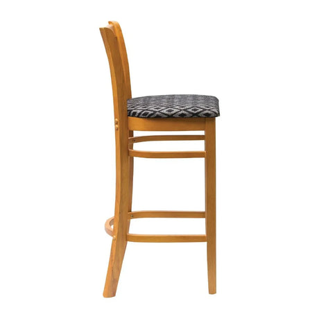FT435 Manhattan Soft Oak Bar Chair with Black Diamond Padded Seat - JD Catering Equipment Solutions Ltd